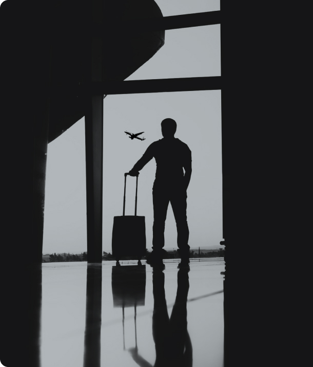 man departing at airport